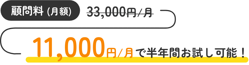 顧問料 (月額)11,000円で半年間お試し可能